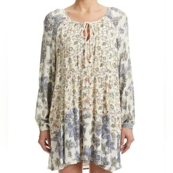 Free People Lucky Loosey Floral Peasant Boho Cottagecore Babydoll Dress - Picture 1 of 10